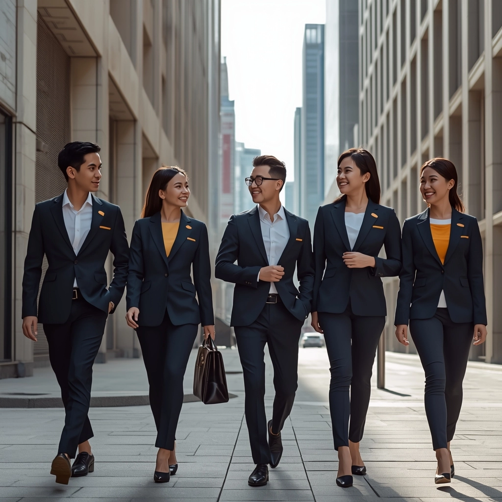 穿著高質感企業客製化服飾的台灣年輕上班族