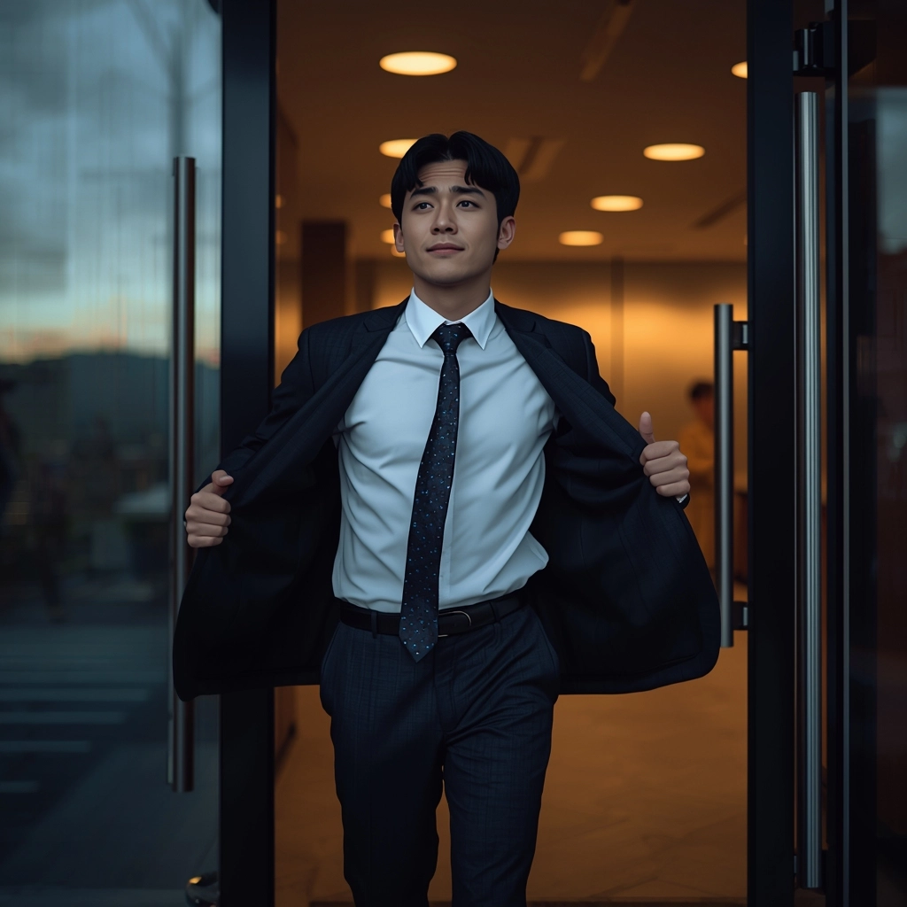 員工下班急於脫下緊繃悶熱的傳統西裝制服