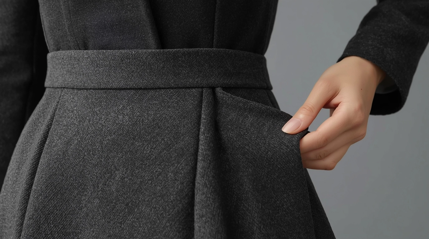 特寫高品質制服布料的挺度與紋理