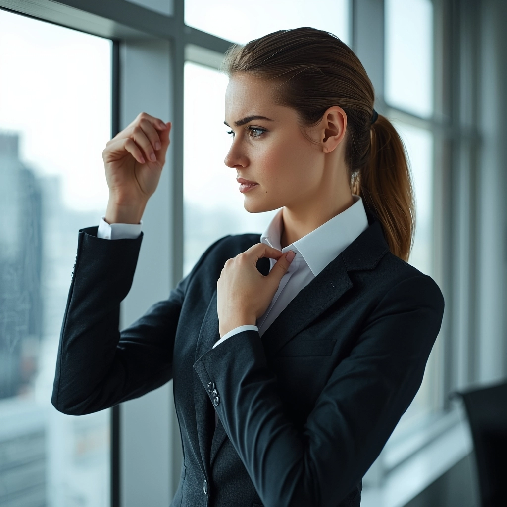 採購人員驗收制服領口細節